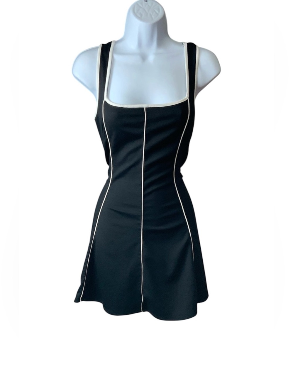 Lush Black/White Trim A-Line Minidress